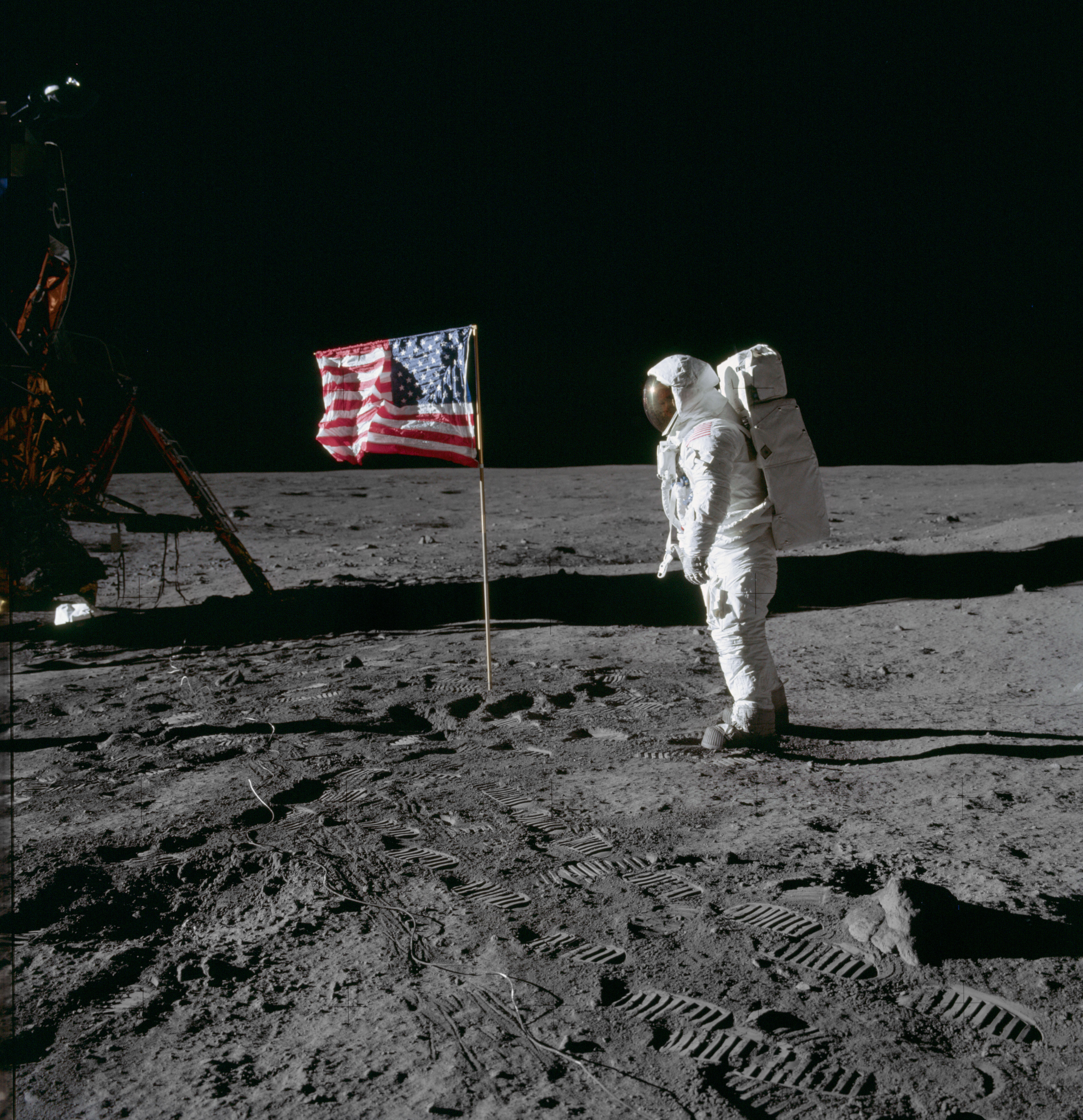 Apollo 11 - Buzz Aldrin salutes the U.S. flag